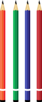 A set of brightly colored red, blue, green and orange pencils