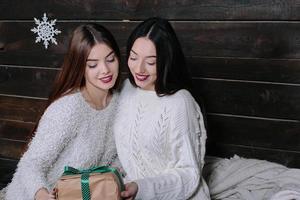 Two beautiful girls at Christmas photo