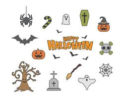 Happy Halloween vector design element set isolated on white background