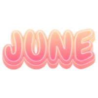 June Cute 3D Text Pastel Color png