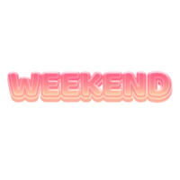 Weekend Cute 3D Text Pastel Color png