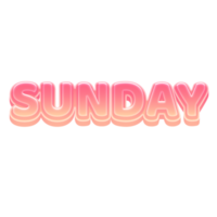 Sunday Cute 3D Text Pastel Color png