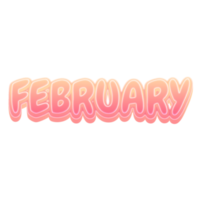 February Cute 3D Text Pastel Color png