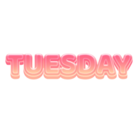 Tuesday Cute 3D Text Pastel Color png