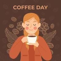 Woman Enjoying A Cup Of Coffee vector