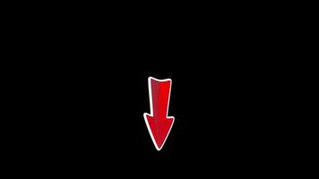 Arrow down animation on black screen video