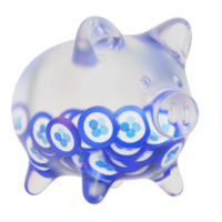OKB OKB Glass piggy bank with decreasing piles of crypto coins.Saving inflation, financial crisis and loosing money concept 3d illustration png
