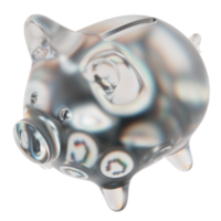 Convex Finance CVX Glass piggy bank with decreasing piles of crypto coins.Saving inflation, financial crisis and loosing money concept 3d illustration png