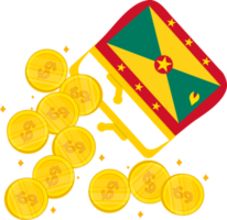 bandeira de granada desenhada à mão, dólar do caribe oriental desenhado à mão png