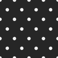 White Polka Dot On Black Background, Seamless Vector Pattern. Black and White Monochrome Modern Minimalist Art Background,  Wrapping Paper, Design For Fabrics, Printing and Fashion.