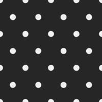 White Polka Dot On Black Background, Seamless Vector Pattern. Black and White Monochrome Modern Minimalist Art Background,  Wrapping Paper, Design For Fabrics, Printing and Fashion.