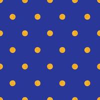 Yellow Polka Dot On Blue Background, Seamless Vector Pattern. Modern Minimalist Art Background, Design For Fabrics, Wrapping Paper, Printing and Fashion.