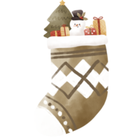 calcetín de navidad acuarela png
