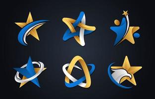 conjunto de logotipo de estrella abstracta vector
