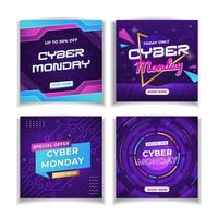 conjunto de plantillas de publicación de redes sociales de cyber monday vector