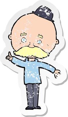 retro distressed sticker of a cartoon man in bowler hat