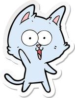 sticker of a funny cartoon cat vector