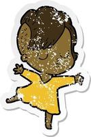 distressed sticker of a cartoon woman vector