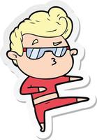 sticker of a cartoon cool guy vector