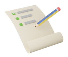 3D document and pencil png