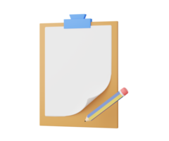 3D clipboard with pencil png