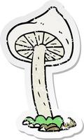 retro distressed sticker of a cartoon mushroom vector