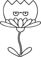 line drawing cartoon flower vector