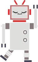 flat color retro cartoon robot vector