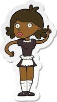 sticker of a cartoon surprised maid vector