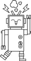 line drawing cartoon robot vector