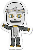 sticker of a cartoon waving robot vector
