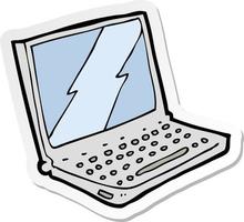 sticker of a cartoon laptop computer vector