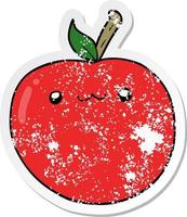 distressed sticker of a cartoon cute apple vector