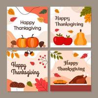 Happy Thanksgiving with Food and Beverages for Social Media Templates vector