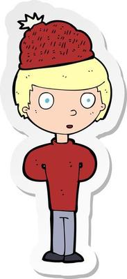 sticker of a cartoon man wearing winter hat