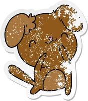 distressed sticker cartoon kawaii of a cute dog vector