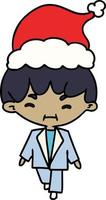 christmas cartoon of kawaii boy vector