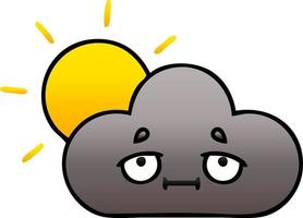 gradient shaded cartoon storm cloud and sun vector