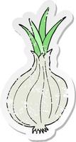 retro distressed sticker of a cartoon onion vector