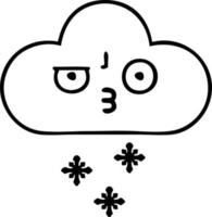 line drawing cartoon snow cloud vector