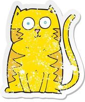 retro distressed sticker of a cartoon cat vector