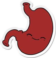 sticker of a cartoon stomach vector