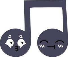 flat color retro cartoon musical note vector