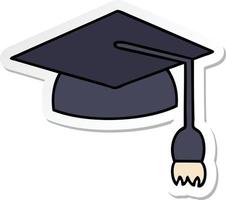 sticker of a cute cartoon graduation cap vector