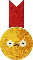 retro illustration style cartoon gold medal vector