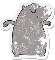 distressed sticker of a cartoon hippo vector