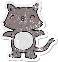 distressed sticker of a cartoon cat vector