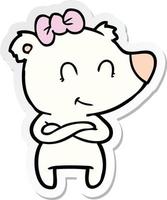 sticker of a female polar bear cartoon vector