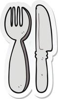sticker of a cartoon knife and fork vector