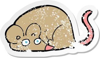 retro distressed sticker of a cartoon mouse vector